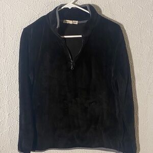 Wallflower Black Fleece Flux Fur Pullover 3/4 zipper Cozy Comfortable